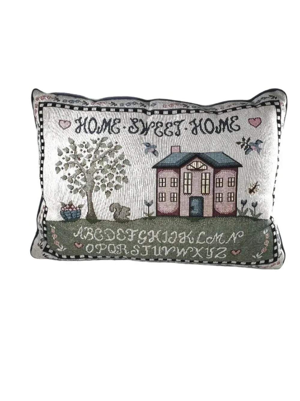 Home Sweet Home Tapestry Throw Pillow Alphabet Rectangular Cushion Squirrel